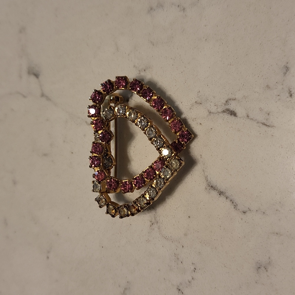 Vintage Double Heart Brooch